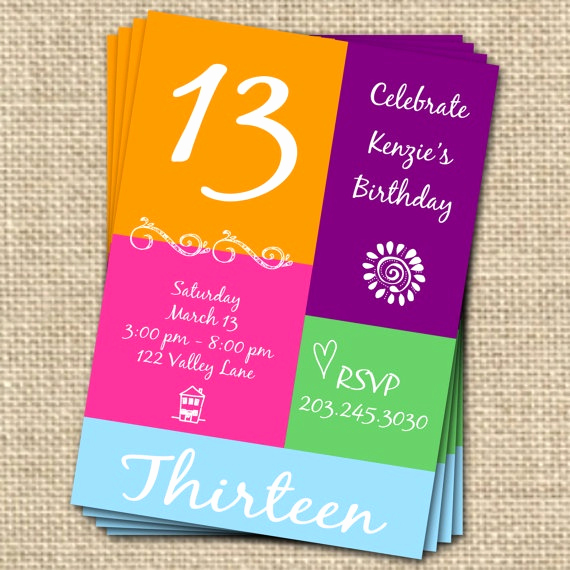 13th Birthday Party Invitation Wording Fresh 13th Birthday Invitation Digital File Sweet by