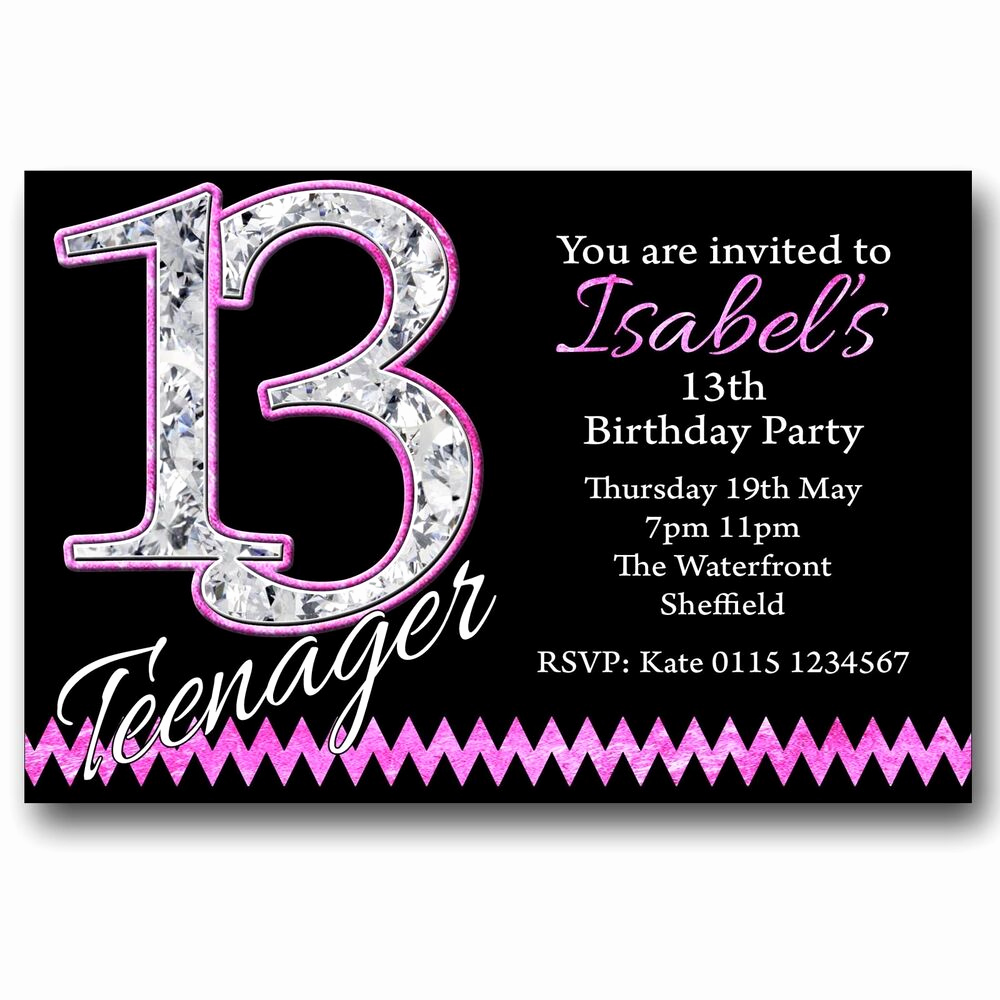 13th Birthday Party Invitation Wording Inspirational 10 Personalised Boys &amp; Girls Teenager 13th Birthday Party
