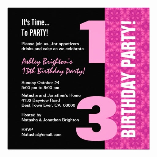 13th Birthday Party Invitation Wording Lovely 13th Birthday Invitation Template