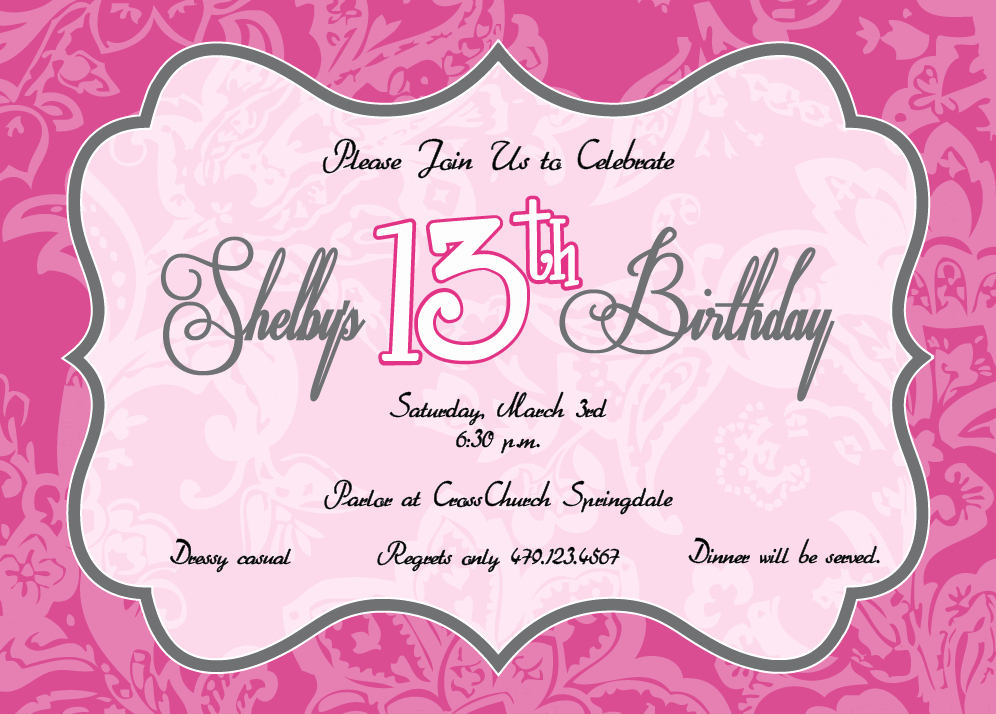 13th Birthday Party Invitation Wording Lovely Giraffic Arts Shelby S 13th Birthday