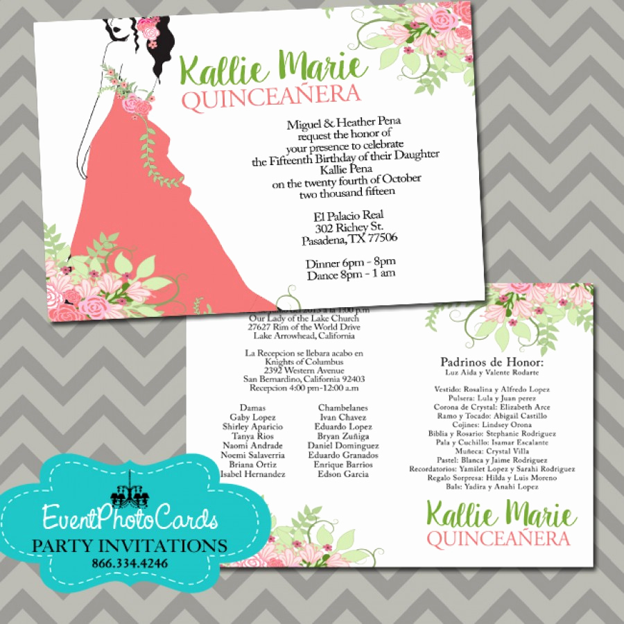 15th Birthday Invitation Wording Beautiful Coral and Mint Green Quinceanera Invitations 15th
