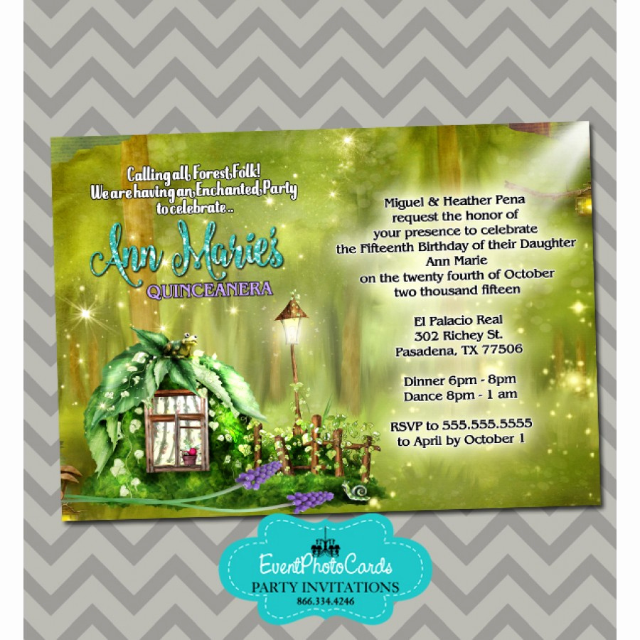 15th Birthday Invitation Wording Best Of Enchanted forest Sweet 15 Invitations 15th Birthday Party