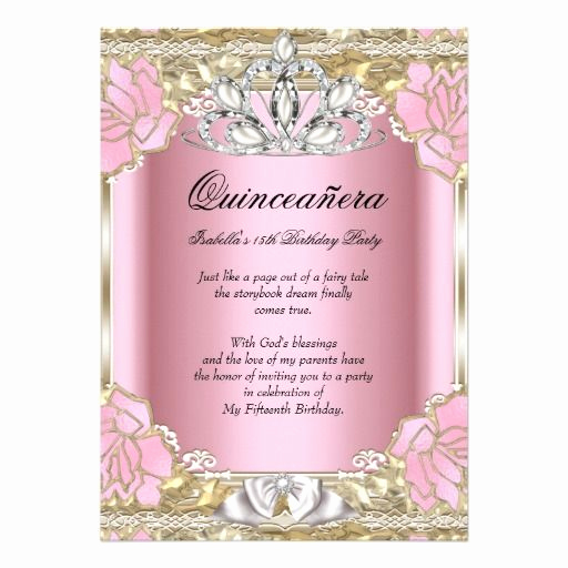 15th Birthday Invitation Wording Inspirational Princess Quinceanera Pink Gold 15th Birthday Party Card