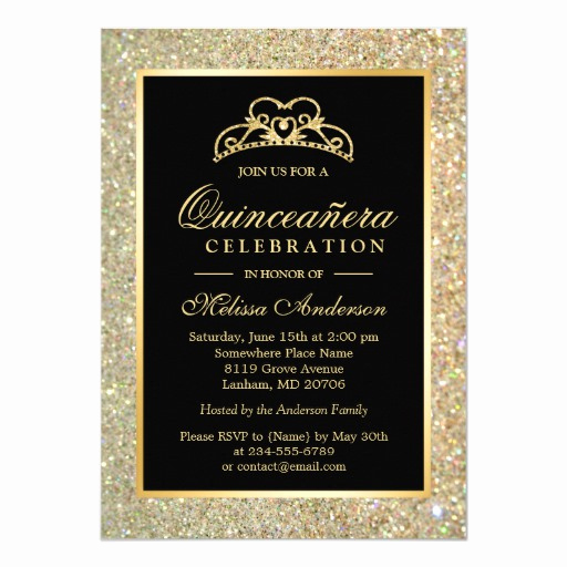 15th Birthday Invitation Wording Inspirational Quinceanera 15th Birthday Gold Glitter Sparkles Card