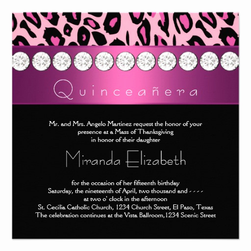 15th Birthday Invitation Wording Luxury Hot Pink Leopard Quinceanera 15th Birthday 5 25x5 25