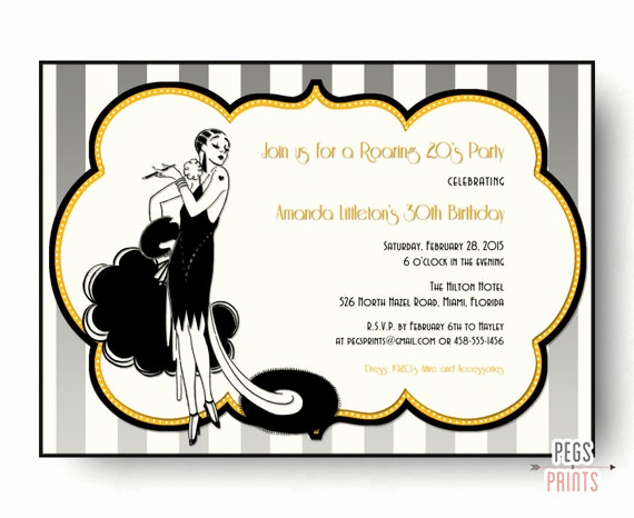 1920s Party Invitation Template Free Elegant Great Gatsby Invitation Printable Roaring 20s Birthday