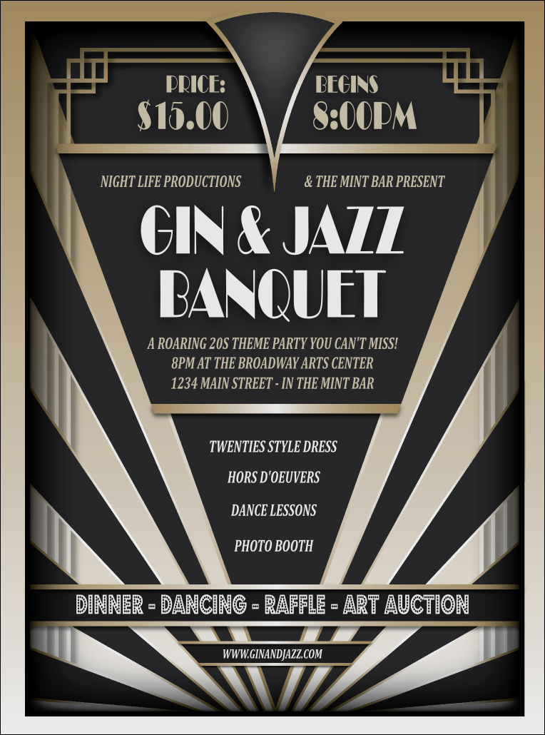 1920s Party Invitation Template Free Elegant Roaring 20s Flyer