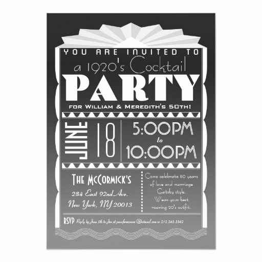 1920s Party Invitation Template Free New Art Deco Invitation Gatsby Style Custom Text