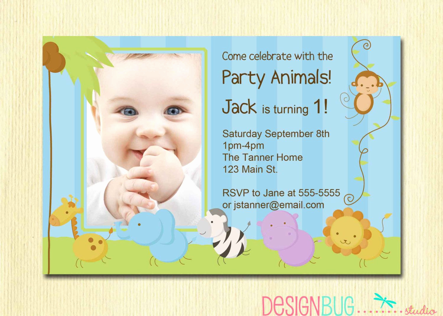 1st Birthday Invitation Ideas Elegant 1st Birthday Baby Animals Invitations