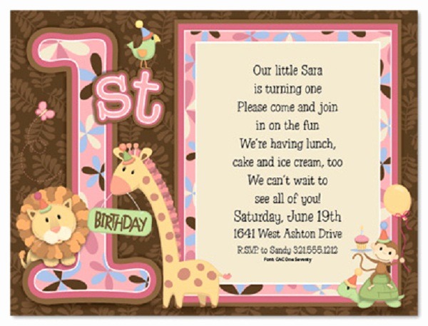 1st Birthday Invitation Message Best Of First Birthday Invitation Wording and 1st Birthday