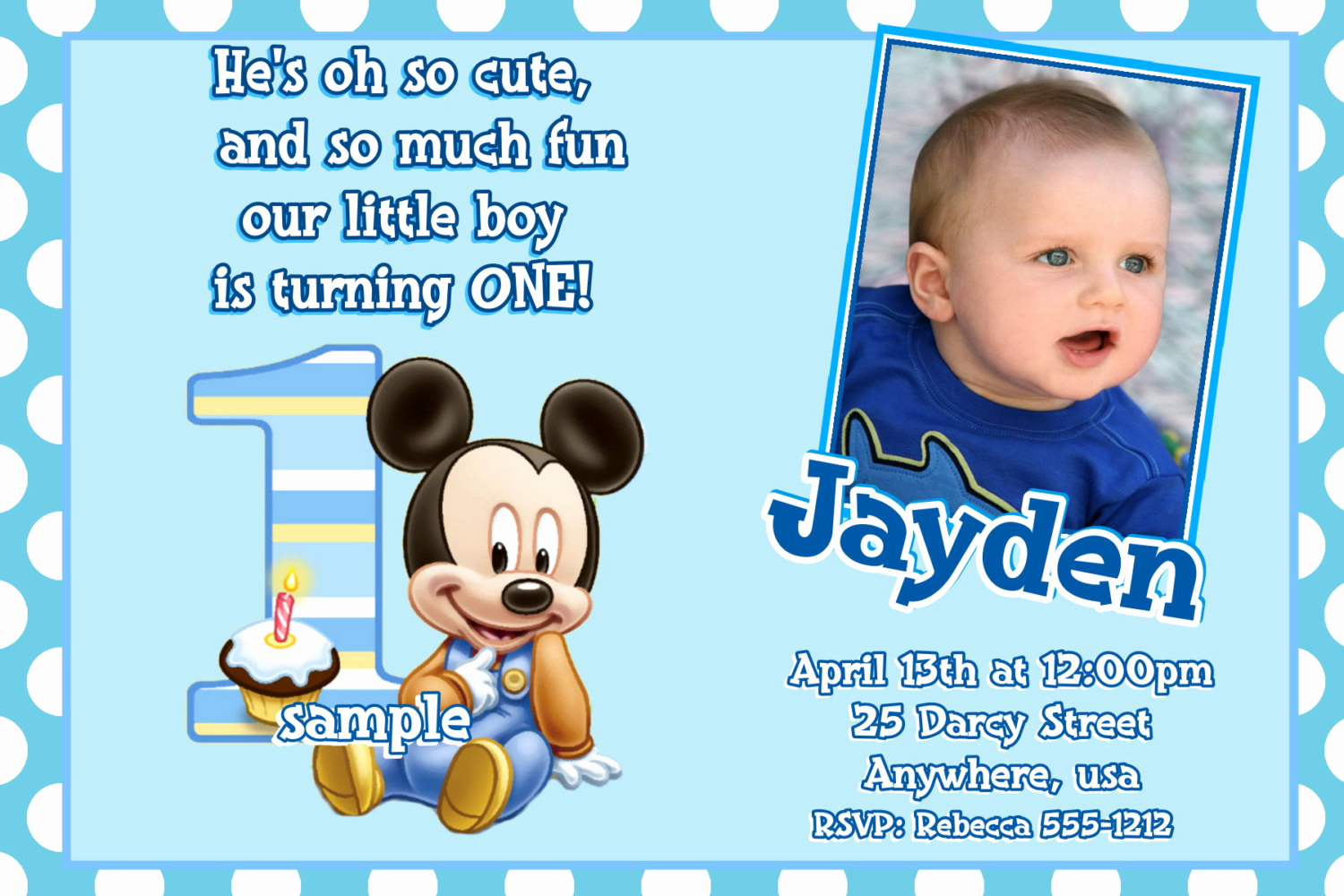 1st Birthday Invitation Wording Inspirational Mickey Mouse 1st Birthday Invitations Baby Mickey Mouse 1st