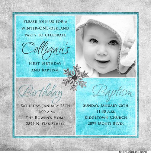 1st Birthday Invitation Wording Samples Unique Winter Birthday Baptism Invitation One Derland