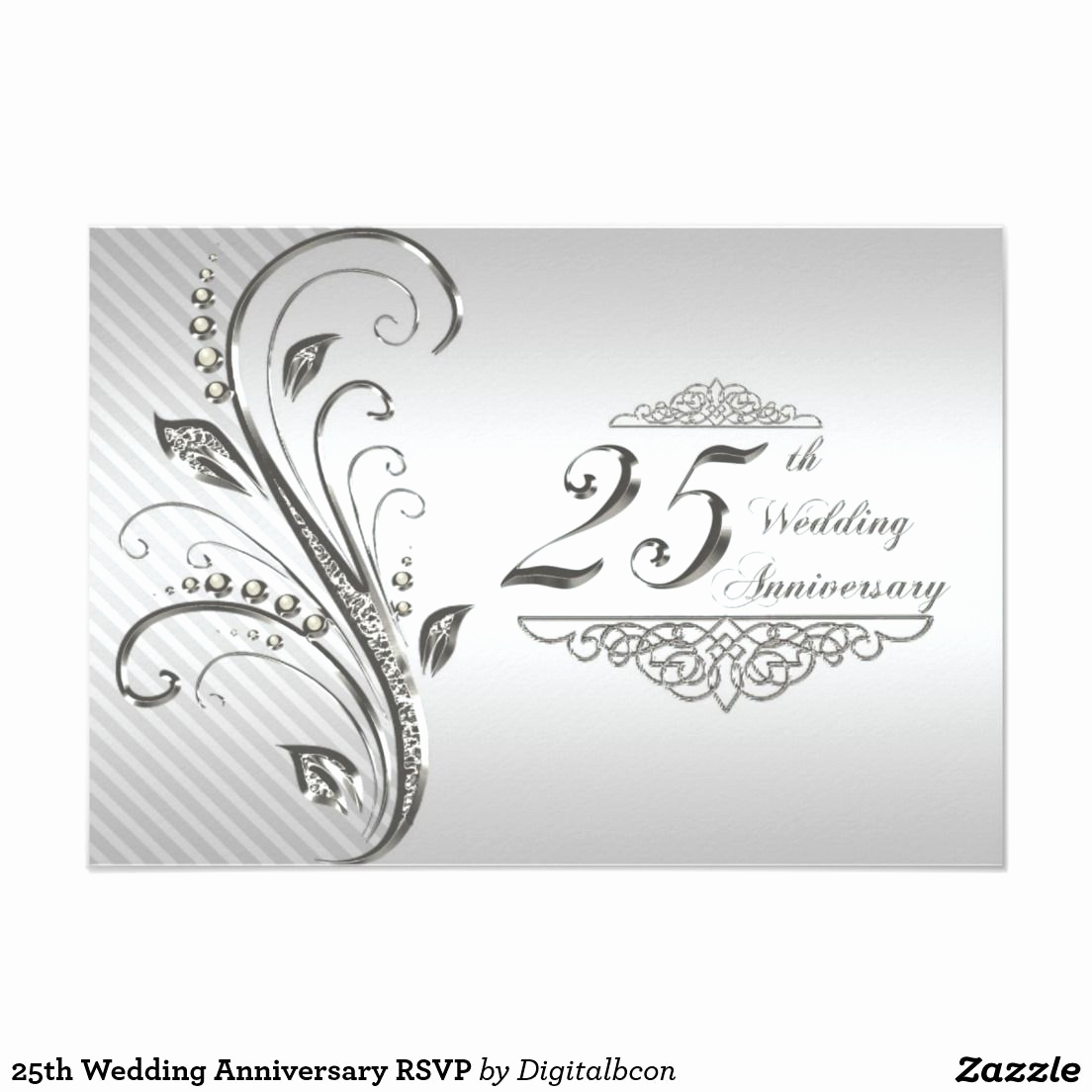 25th Anniversary Invitation Cards Beautiful 25th Wedding Anniversary Rsvp Invitation