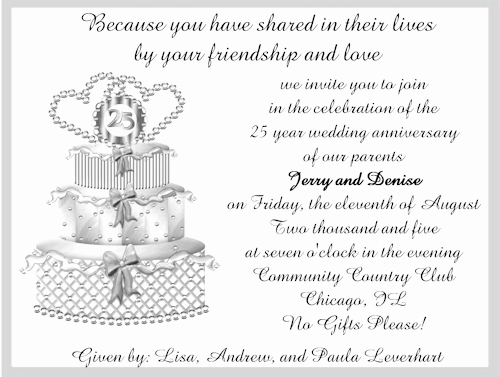 25th Anniversary Invitation Wording Beautiful L Invitation Templates 25