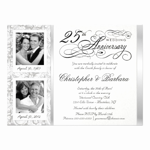 25th Anniversary Invitation Wording Elegant 25th Anniversary Invitations 2700 25th Anniversary