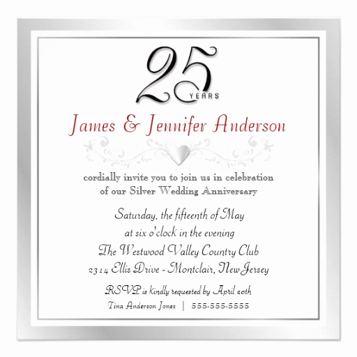 25th Anniversary Invitation Wording Unique 25th Wedding Anniversary Party Invitations