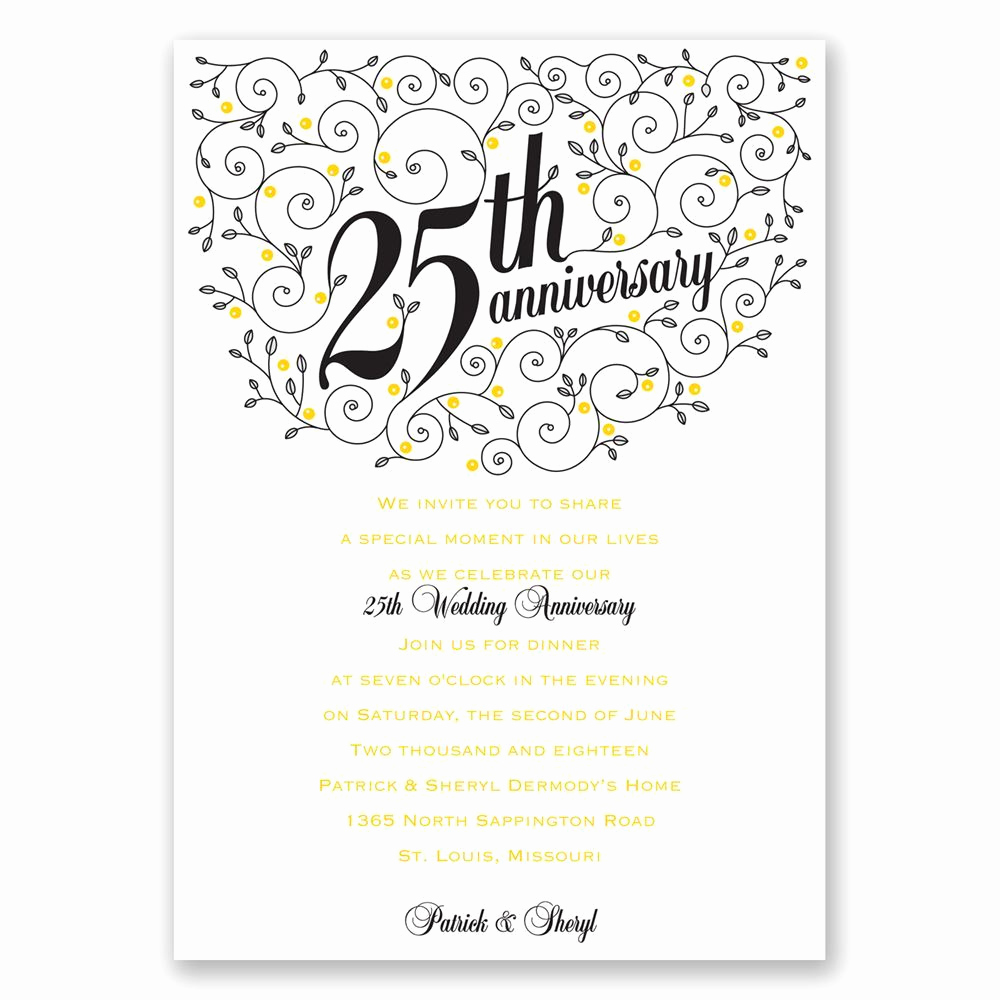 25th Birthday Invitation Wording Unique forever Filigree 25th Anniversary Invitation