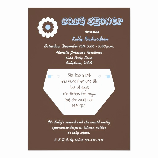 2nd Baby Shower Invitation Wording New Diaper Second Baby Boy Shower Invitation