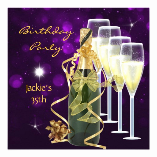 35th Birthday Invitation Wording Beautiful 35th Birthday Party Elegant Purple Gold Champagne Invite