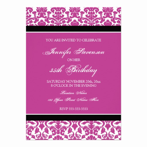 35th Birthday Invitation Wording Best Of Pink Damask 35th Birthday Party Invitations 5&quot; X 7