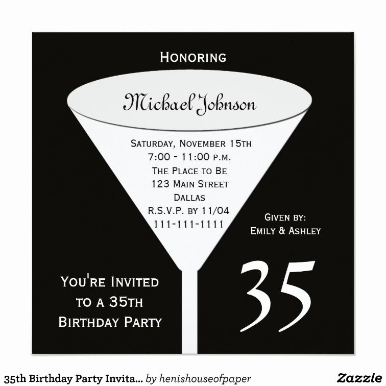 35th Birthday Invitation Wording Unique 35th Birthday Party Invitation A toast for 35