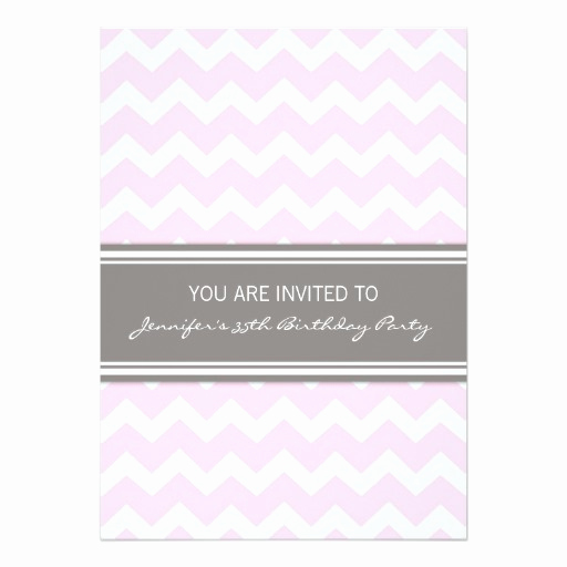 35th Birthday Invitation Wording Unique Pink Chevron 35th Birthday Party Invitation Card Ladyprints