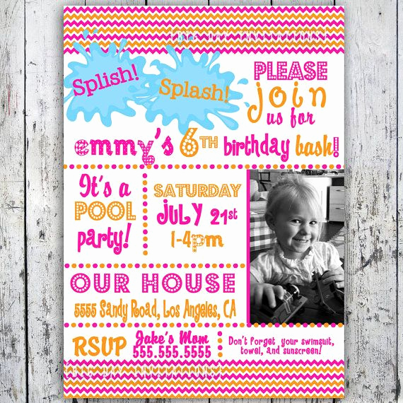 3rd Birthday Party Invitation Wording Luxury Pool Party Birthday Invitation