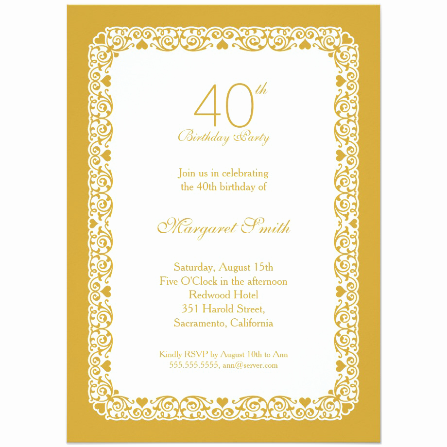 40th Birthday Invitation Wording Beautiful 40th Birthday Party Invitations Wording – Free Printable