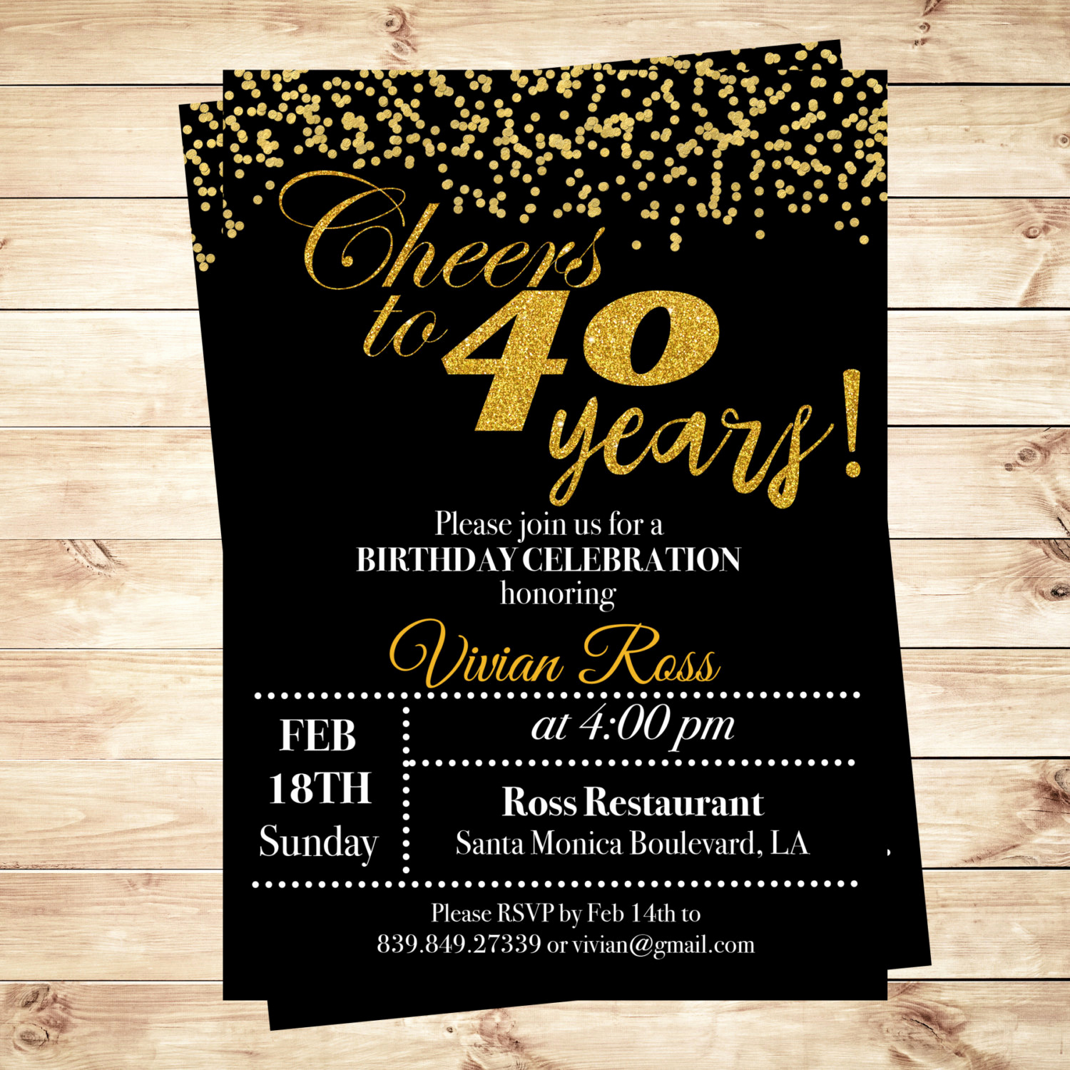 40th Birthday Invitation Wording Beautiful Cheers to 40 Years Birthday Printable Invitation 40th