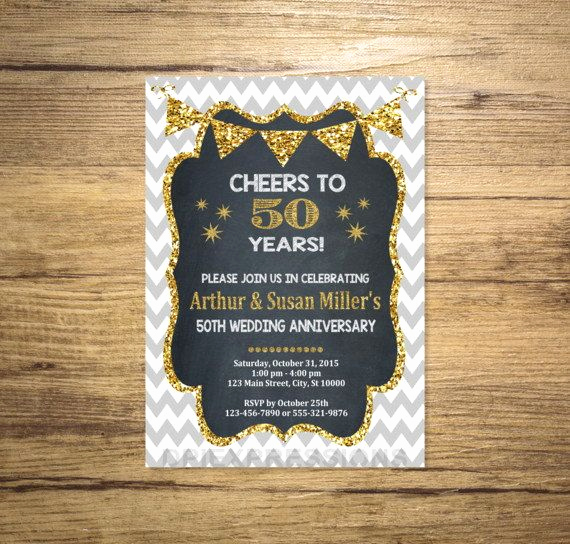 50th Anniversary Invitation Ideas Lovely Golden Wedding Anniversary Invitation Chalkboard by