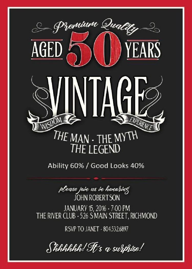 50th Birthday Invitation Card Elegant Vintage Birthday Invitation Wording
