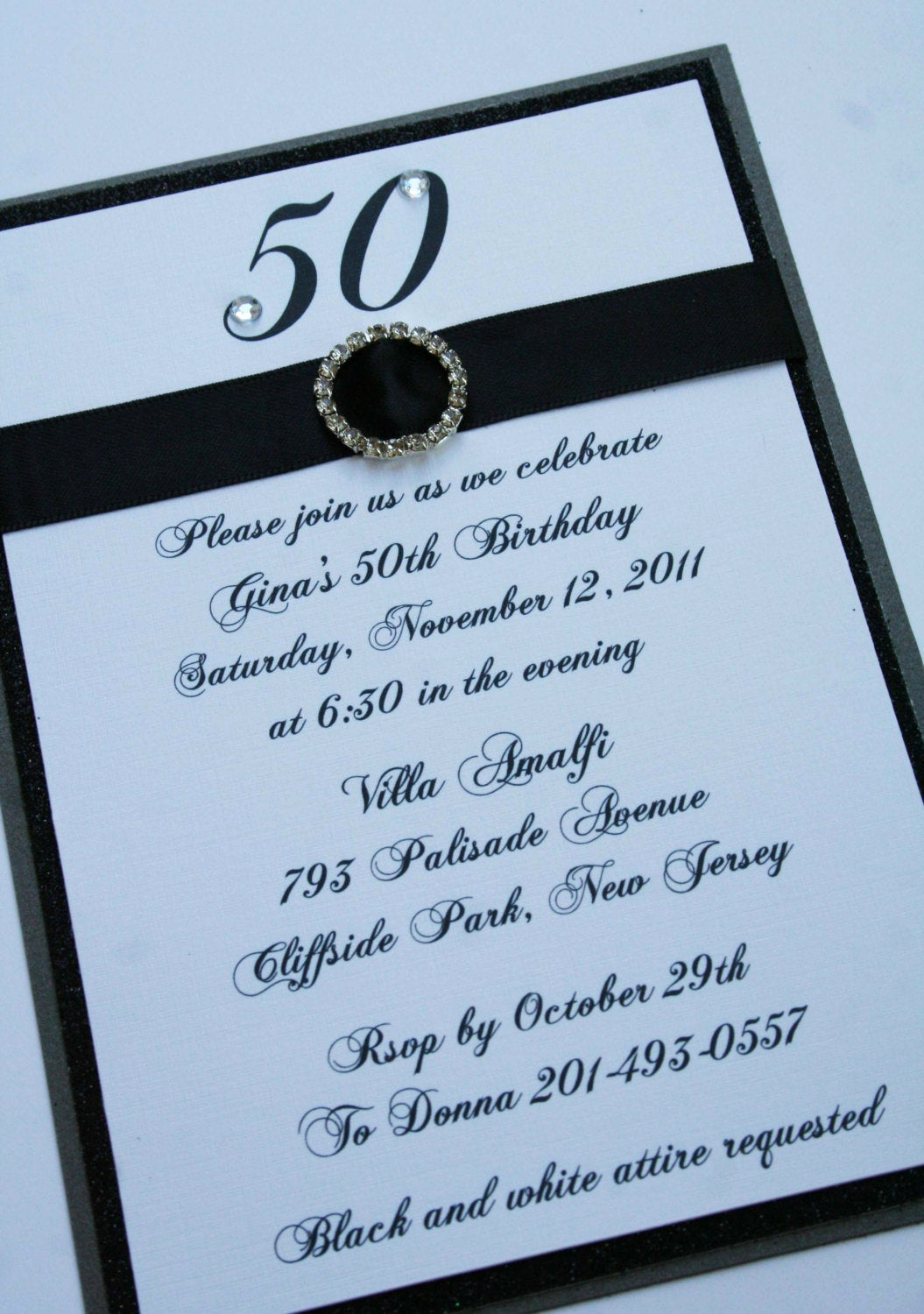 50th Birthday Invitation Wording Beautiful Black and White 50th Birthday Invitations