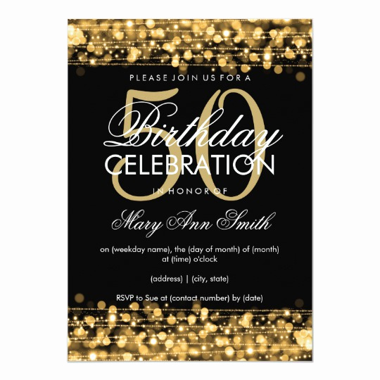 50th Birthday Invitation Wording Lovely Elegant 50th Birthday Party Sparkles Gold Invitation