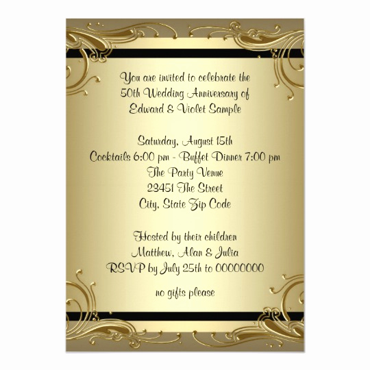 50th Birthday Party Invitation Ideas Awesome Elegant Gold 50th Wedding Anniversary Party Card