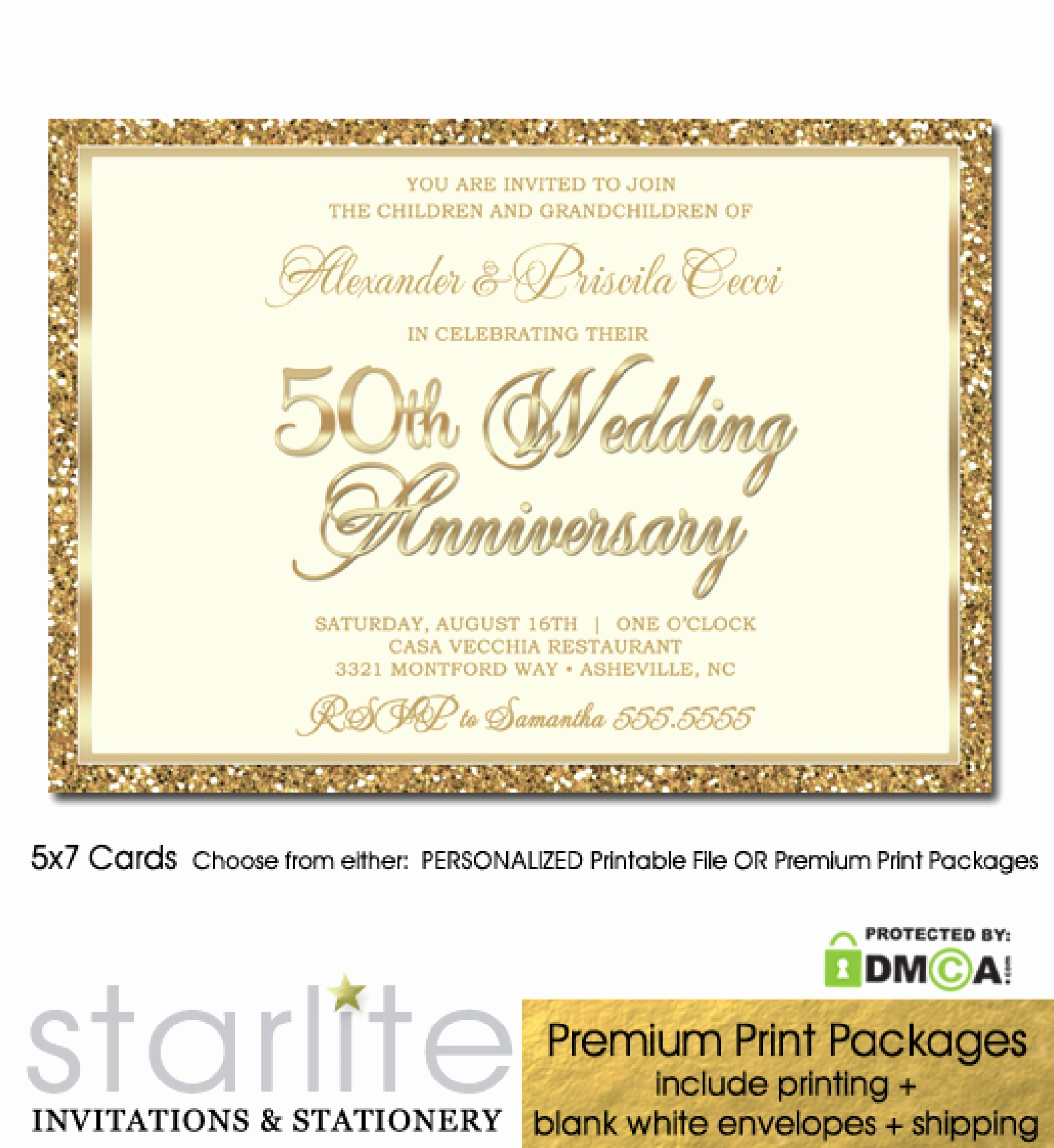 50th Wedding Anniversary Invitation Ideas Lovely Gold Glitter Golden 50th Wedding Anniversary Invitation
