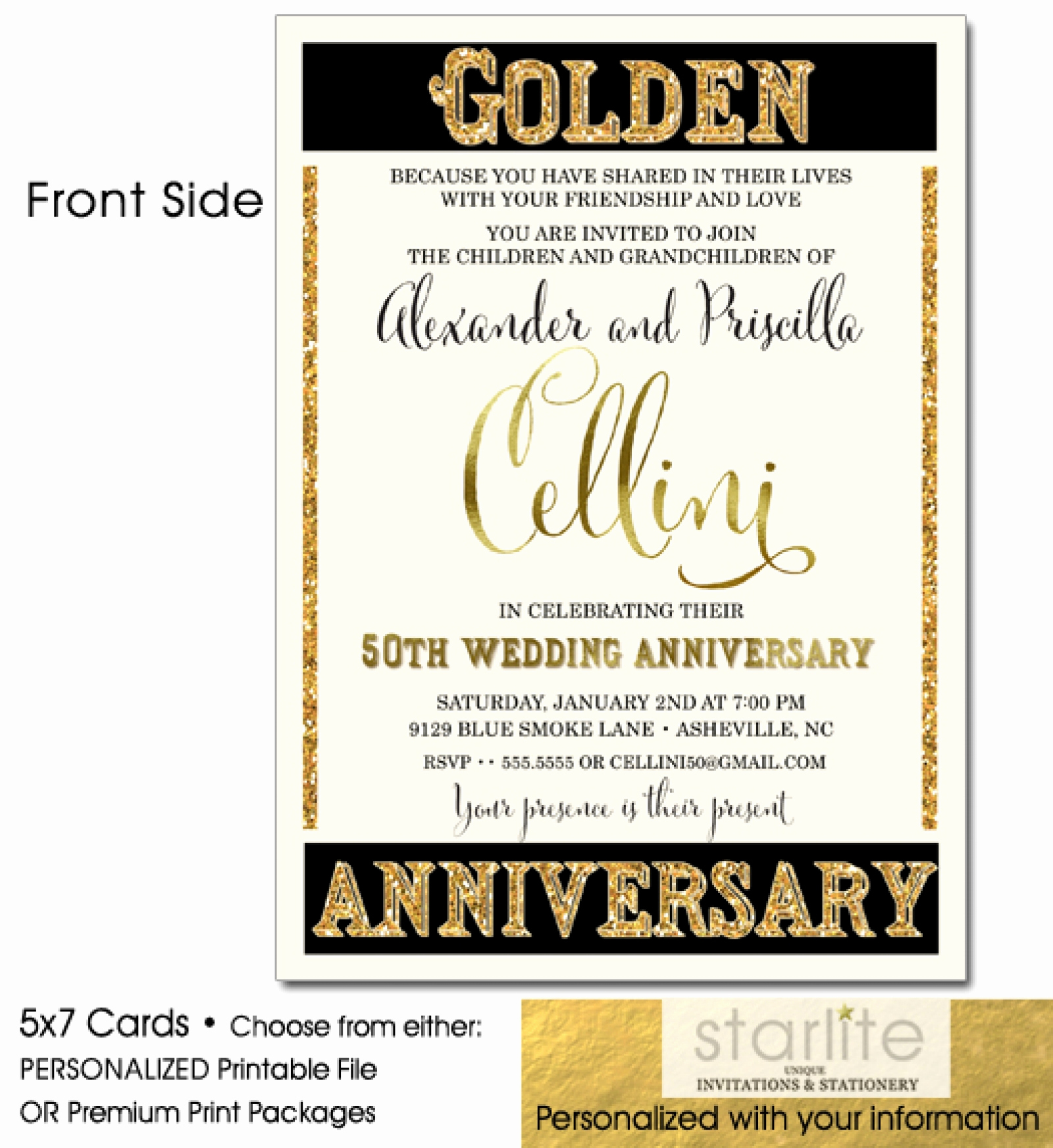 50th Wedding Anniversary Invitation New Unique Elegant 50th Wedding Anniversary Invitation Golden