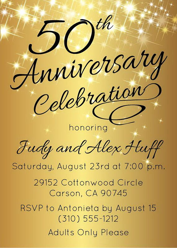 50th Wedding Anniversary Invitation Wording Awesome 50th Anniversary Invitation Golden Invite Instant