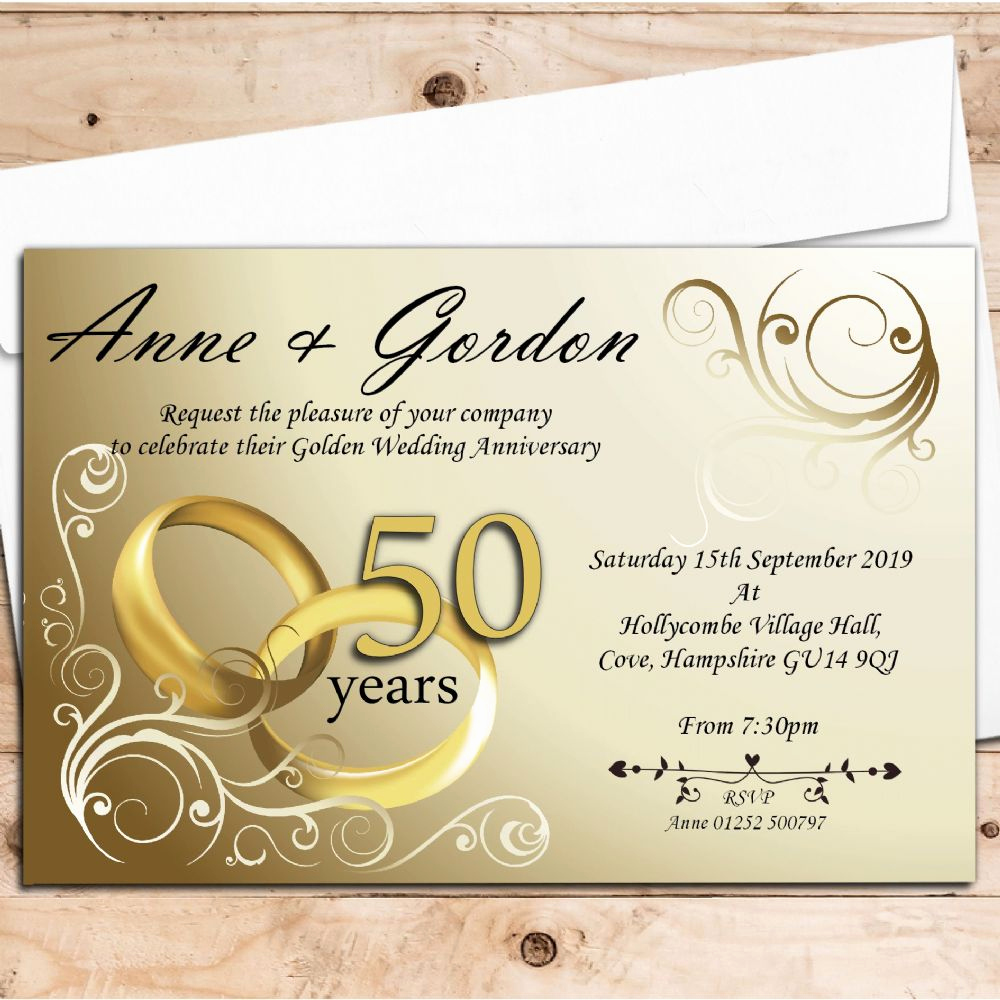 50th Wedding Anniversary Invitation Wording Inspirational 10 Personalised Gold Rings 50th Golden Wedding Anniversary