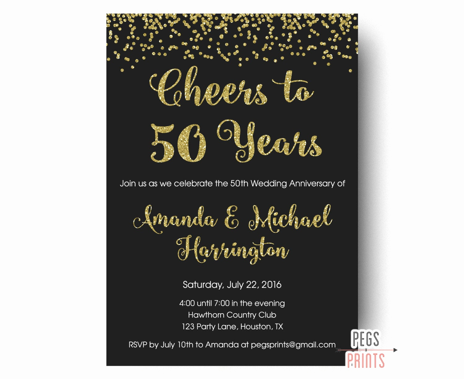 50th Wedding Anniversary Invitation Wording Inspirational Cheers to 50 Years Invitation 50th Anniversary Invitation