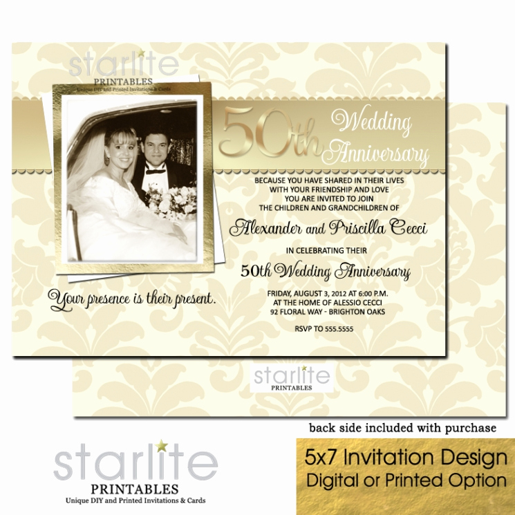 50th Wedding Anniversary Invitation Wording Inspirational Golden 50th Wedding Anniversary Invitation 50th