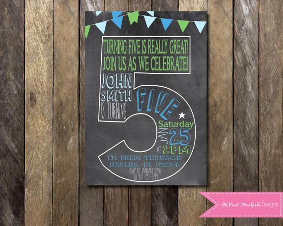 5th Birthday Invitation Wording Best Of Chalkboard Fifth Birthday Invitation 5th Birthday Invitation