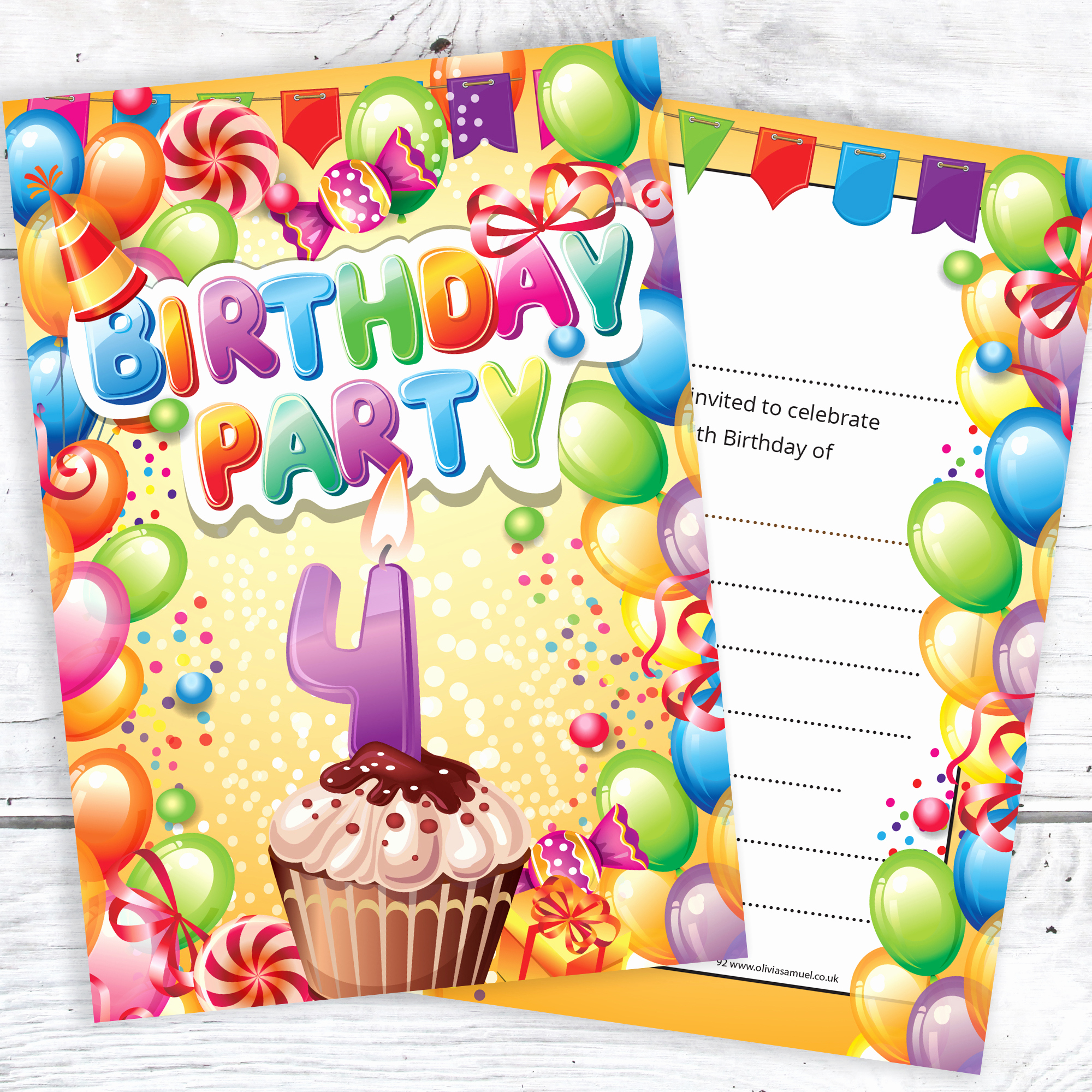 5th Birthday Party Invitation Awesome Children’s 4th Birthday Party Invites – Boy or Girl Bright