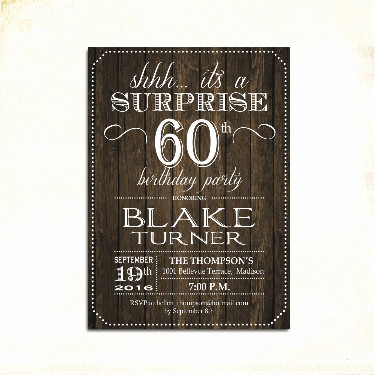60 Birthday Invitation Ideas Awesome Surprise 60th Birthday Invitation Any Age Rustic Invite