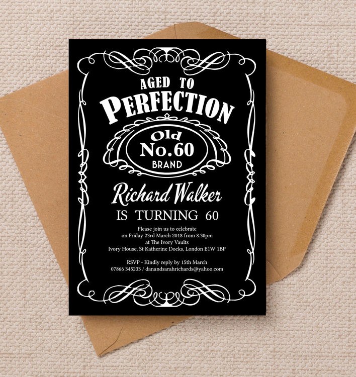 60 Birthday Invitation Ideas Awesome Whiskey Label themed 60th Birthday Party Invitation From £