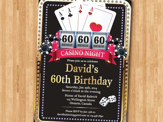 60 Birthday Invitation Ideas Inspirational 60th Casino Birthday Invitation Poker Playing Card Gold
