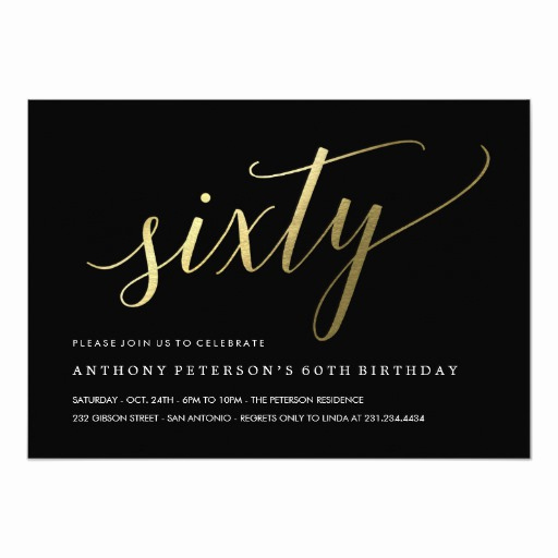 60 Th Birthday Invitation Beautiful 60th Birthday Invitations formal Faux Gold