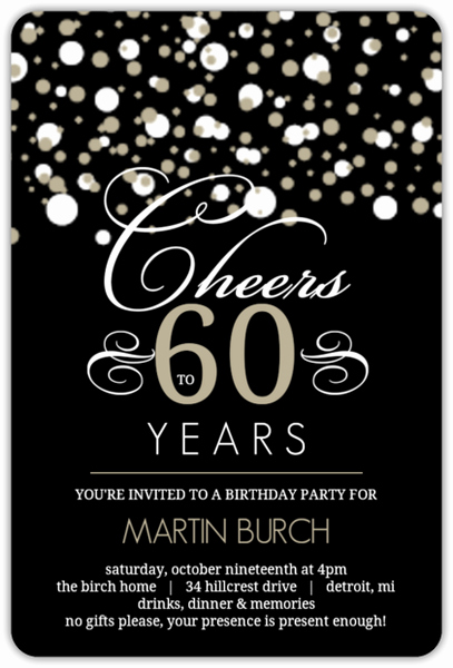 60 Th Birthday Invitation Unique White and Taupe Elegant Confetti 60th Birthday