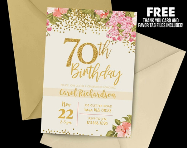 70th Birthday Invitation Templates Free Lovely 14 70th Birthday Invitation Card Templates &amp; Designs