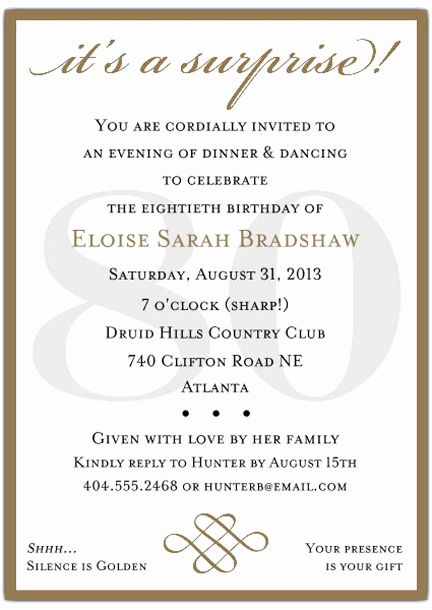 80th Birthday Invitation Templates Inspirational 10 Sample 80th Birthday Party Invitations