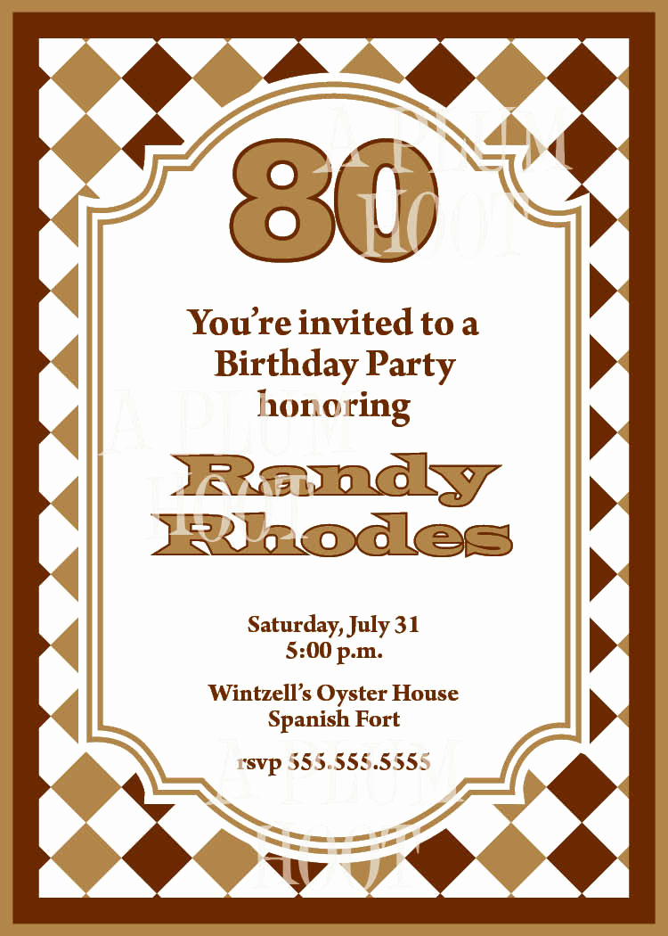 80th Birthday Invitation Wording Awesome Traditional 80th Birthday Invitation Diy Printable 5x7
